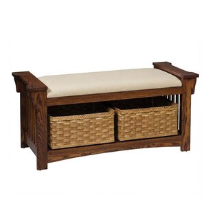 Amish Handcrafted Tallant Upholstered Slat Entryway Storage Bench