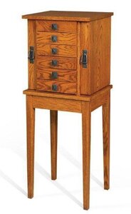 Handcrafted Mission Style Solid Wood Jewelry Chest with Stand