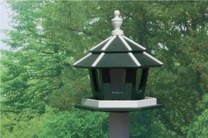 Handcrafted Wood Three-Station Gazebo Bird Feeder