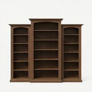 Deluxe Bookcase with Raised Panel Sides - 3 Piece Set