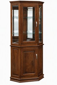 Amish Delmar Solid Wood Corner Curio Cabinet
