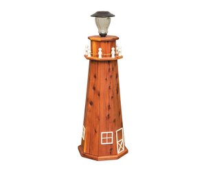 Cedar Wood 3' Lighthouse with Solar Light