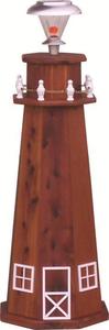 3' Cedar Wood Lighthouse - Includes Solar Light