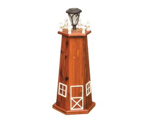 Cedar Wood 2' Lighthouse with Solar Light