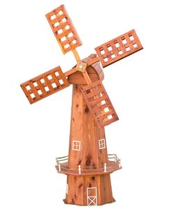 Handcrafted Large Red Cedar Wood Windmill