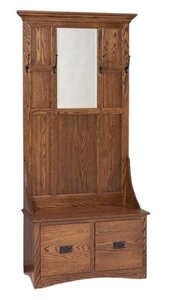 Amish Handcrafted Small Entryway Hall Tree Storage Bench