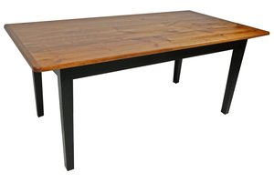 Reclaimed Old Wood Plank Farm Table with Breadboard Ends