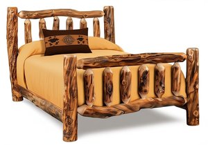Handcrafted Rustic Solid Wood Log Bed Frame