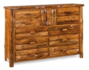 Handcrafted Rustic Log 10-Drawer Dresser with Optional Mirror