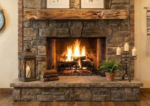 Custom Rustic Log Fireplace Mantel Shelf