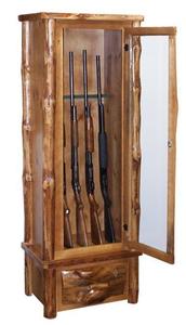 Handcrafted Rustic Log 6-Gun Cabinet