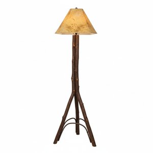 Noble Rustic Hickory Twig Floor Lamp with Lambskin Shade