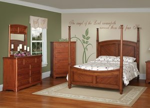 Sparrow Rustic Cherry Wood 5-Piece Bedroom Set with 4 Poster Bed