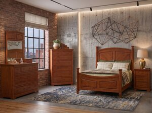 Sparrow 5-Piece Bedroom Furniture Set in Rustic Cherry - Made in USA