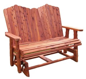 Outdoor Red Cedar Wood 48" Loveseat Glider
