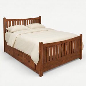 Crafted Portland Solid Wood Platform Bed with Storage Drawers