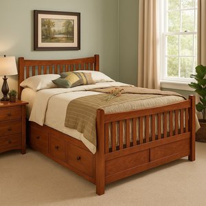 Crafted Portland Solid Wood Platform Bed with Storage Drawers