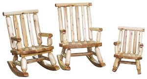 Rustic Log Rocking Chair Set of 3
