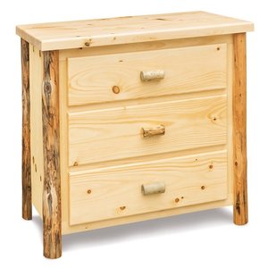 Rustic Log Three Drawer Small Dresser with Optional Mirror