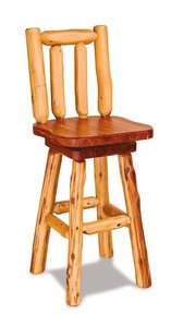 Rustic Log Bar Stool with Swivel