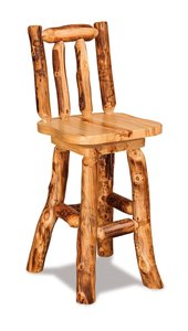 Rustic Log Counter and Bar Stool with Swivel