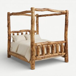 Amish Rustic Log Canopy Bed