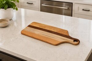Handcrafted Multi-Wood Bread Board with Handle