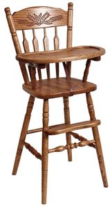 Oak Wood Post High Chair with Slide Tray - Choose Back Design