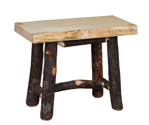 Rustic Hickory Log Backless Bench with Pine Seat