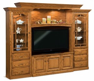 Amish Inspire Hardwood 6-Piece Entertainment Center Wall Unit