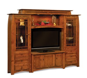 Wood Grove Mission 5-Piece Entertainment Center Wall Unit