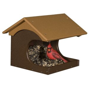 Recycled Poly Curved Fly Thru Bird Feeder - Post Mount
