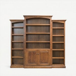 Solid Wood 3-Piece Wall Unit Deluxe Traditional Bookcase