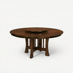Handcrafted Solid Wood Mission Arts & Crafts Round Dining Table