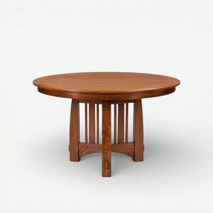 Handcrafted Solid Wood Winston Mission Round Trestle Dining Table