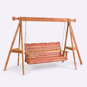 Cedar Wood Straightback Porch Swing Stand Set
