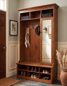 Handcrafted Bray Entryway Hall Tree Storage Bench