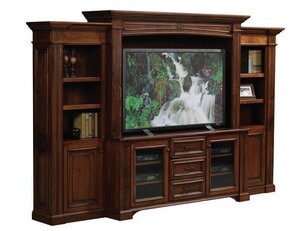 Imperial Solid Wood 121" Entertainment Center with Side Bookcases