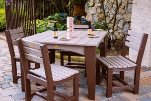 LuxCraft Poly Island Square Outdoor Dining Table Set