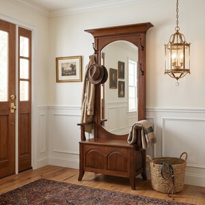 Solid Wood Broxton Entryway Hall Tree with Mirror