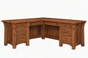 Balmora Mission Solid Wood L-Shaped Desk with Optional Hutch Top