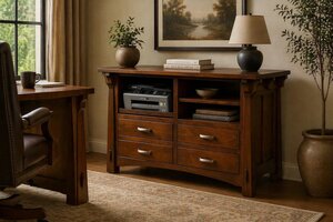 Balmora Mission Solid Wood Printer Stand with Lateral File Cabinet