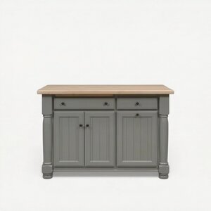 Solid Wood Coriander Country 49" Turned Leg Kitchen Island
