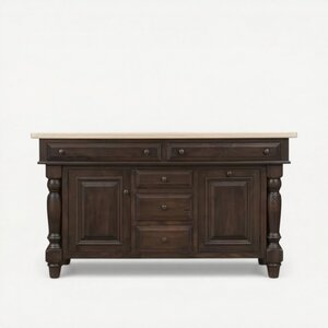 Solid Wood Turned Leg 62" Kitchen Island