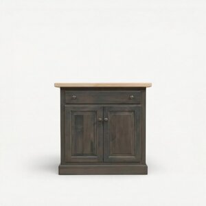 Bay Traditions 33" Solid Wood Kitchen Island with Two Doors and One Drawer
