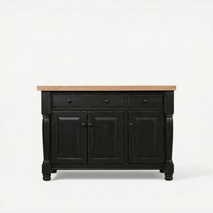 Solid Wood Rosemary French Farmhouse Kitchen Island with Two Drawers