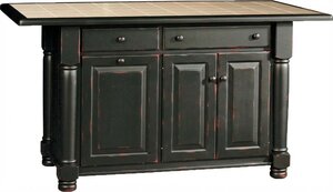 Amish Solid Wood Rosemary French Farmhouse Kitchen Island with Two Drawers