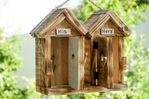 Handcrafted Rustic Wood His-and-Hers Garden Bird House