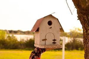 Handcrafted Rustic Wood Barn-Style Birdhouse - Small