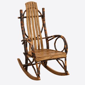 Rustic Hickory Bent Wood Rocker with Live Edge Slats